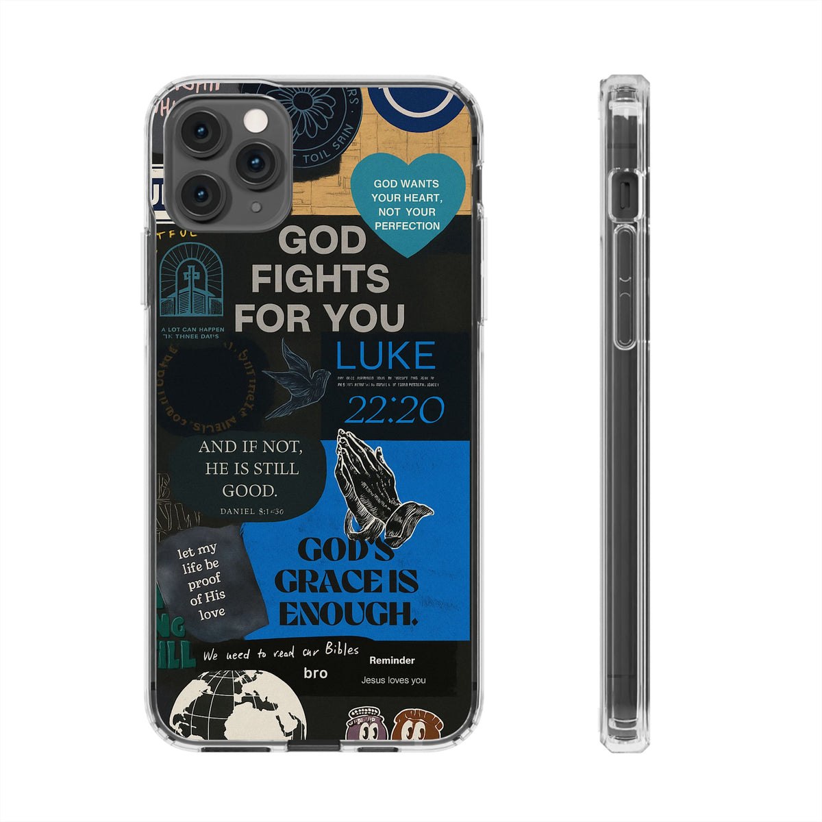 Inspirational Phone Case - Clear Impact-Resistant Cases, Motivational Gift, Bible Verse Design, Phone Accessory, Spiritual Decor - Christ First