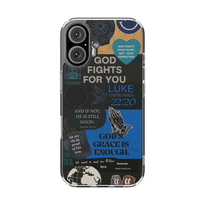 Inspirational Phone Case - Clear Impact-Resistant Cases, Motivational Gift, Bible Verse Design, Phone Accessory, Spiritual Decor - Christ First