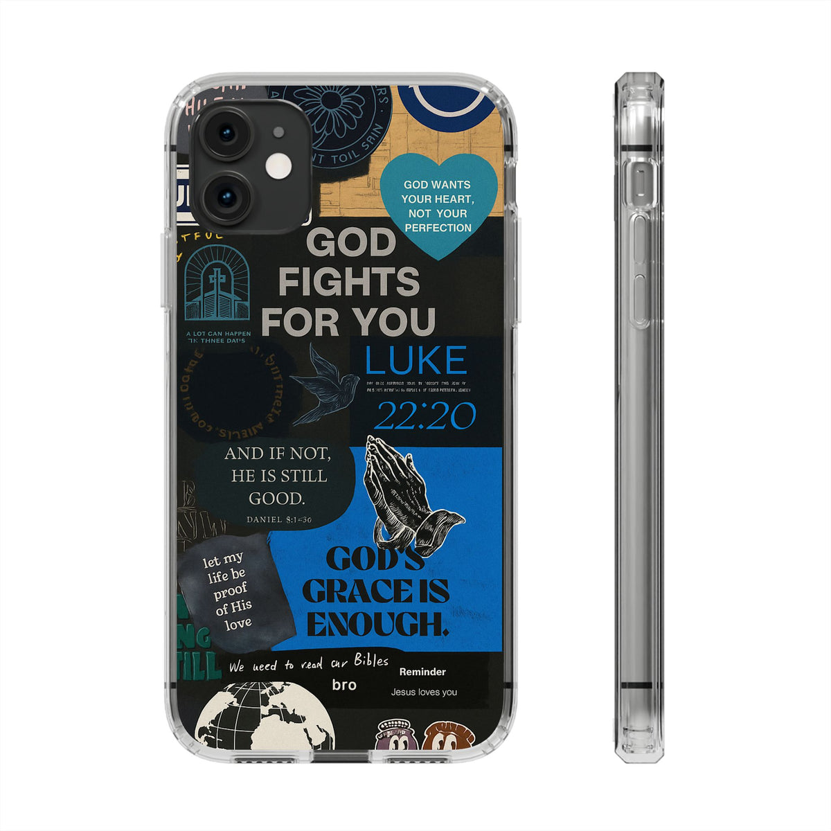 Inspirational Phone Case - Clear Impact-Resistant Cases, Motivational Gift, Bible Verse Design, Phone Accessory, Spiritual Decor - Christ First