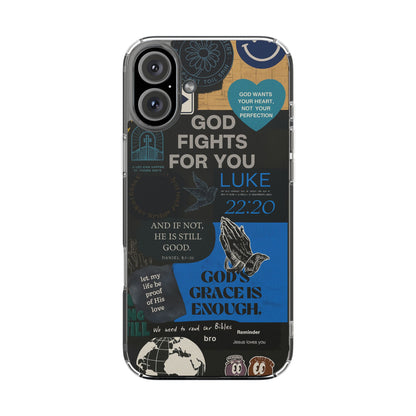 Inspirational Phone Case - Clear Impact-Resistant Cases, Motivational Gift, Bible Verse Design, Phone Accessory, Spiritual Decor - Christ First
