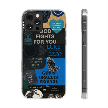 Inspirational Phone Case - Clear Impact-Resistant Cases, Motivational Gift, Bible Verse Design, Phone Accessory, Spiritual Decor - Christ First