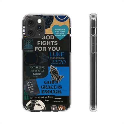 Inspirational Phone Case - Clear Impact-Resistant Cases, Motivational Gift, Bible Verse Design, Phone Accessory, Spiritual Decor - Christ First