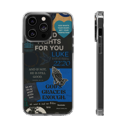 Inspirational Phone Case - Clear Impact-Resistant Cases, Motivational Gift, Bible Verse Design, Phone Accessory, Spiritual Decor - Christ First
