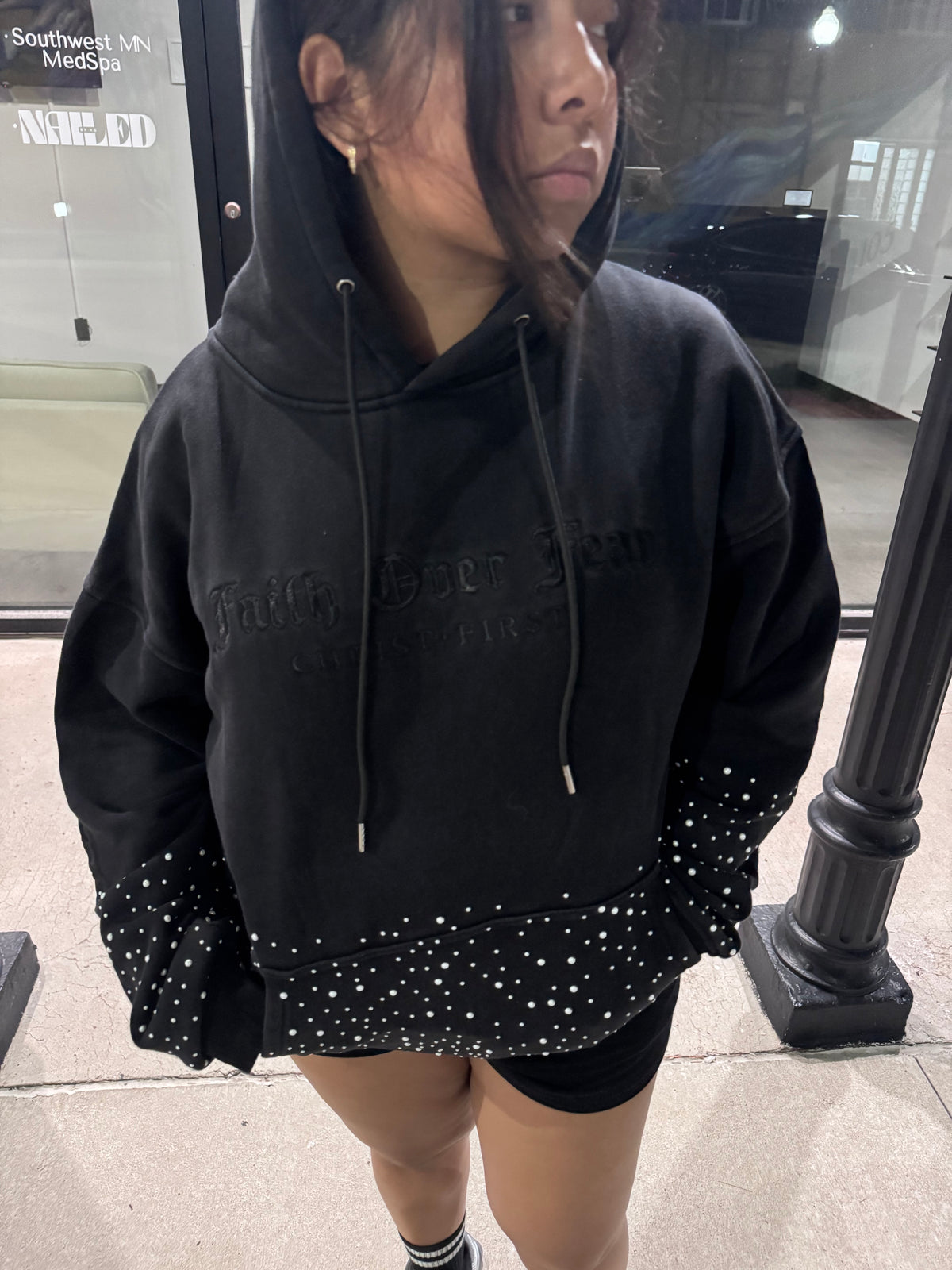 Faith Over Fear Pearl Hoodie