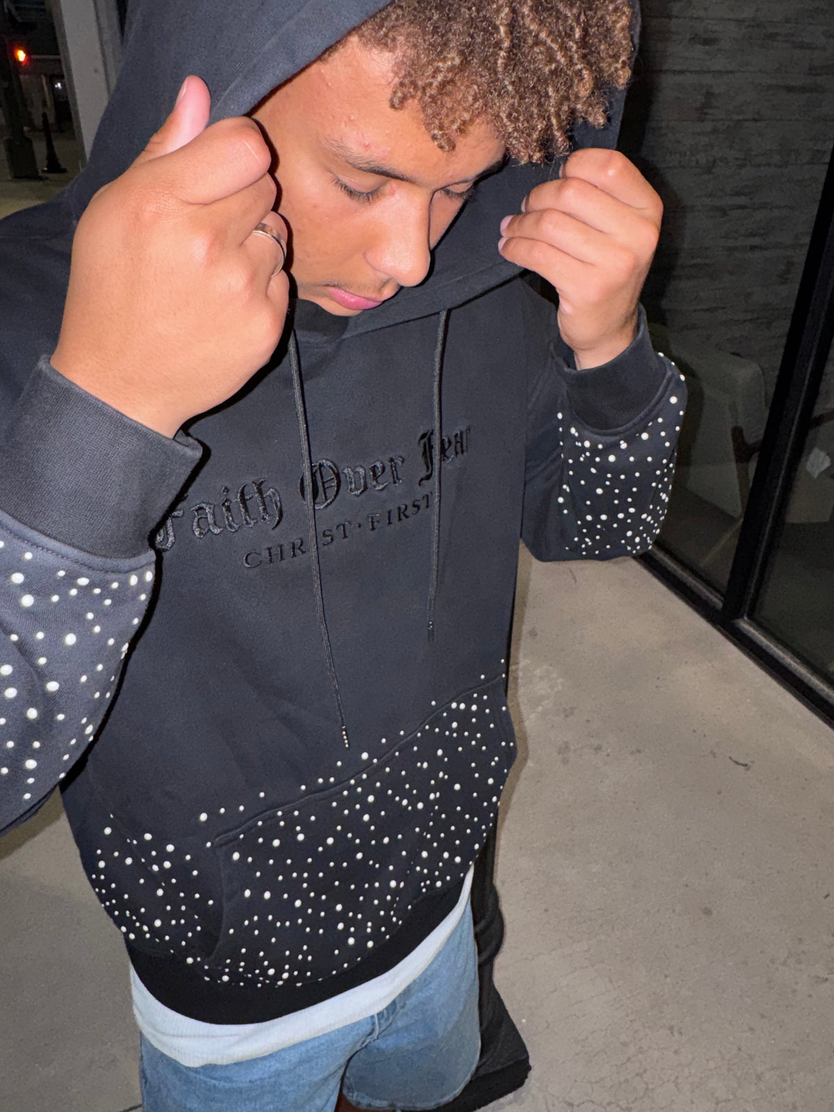 Faith Over Fear Pearl Hoodie